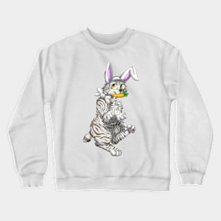 Bobtail BunnyCat: Silver-Amber Tabby (White) Crewneck Sweatshirt